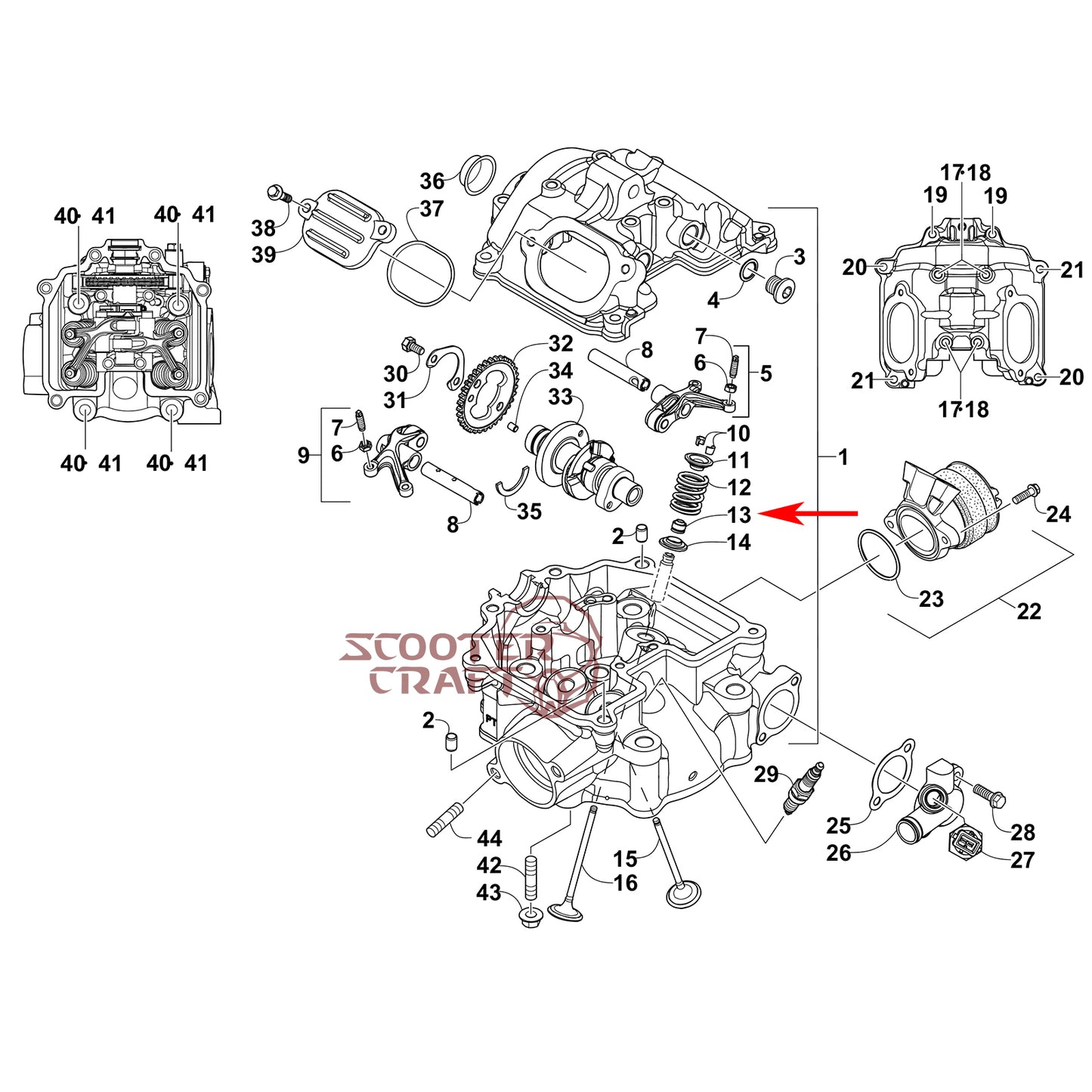 Valve stem seals Arctic Cat ATV 366 4X4 Automatic, 400 TRV, 425 CR, Alterra 450, XC 450 EFI, UTV Prowler 500