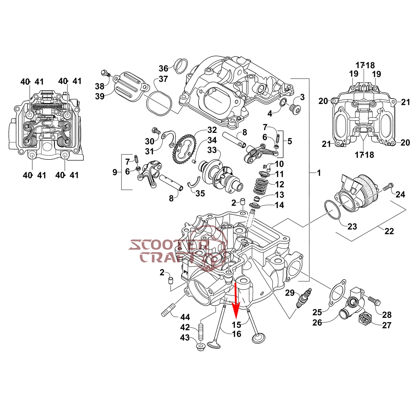 Exhaust valve Arctic Cat ATV 425 CR, Alterra 450, TRV 450, XC 450 EFI, UTV Prowler 500