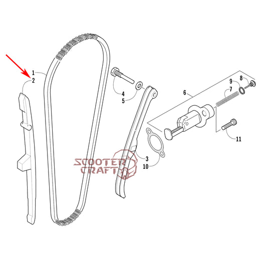 Timing (camshaft) chain guide Arctic Cat ATV 350 CR, 366 4X4 Automatic 08-11, 400 TRV, 400 CR, Alterra 400