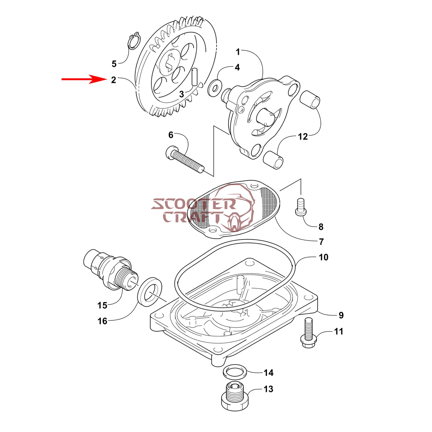 Oil pump driven gear Arctic Cat ATV 366 4X4 Automatic, 400 TRV, 425 CR, Alterra 450, XC 450 EFI, UTV Prowler 500