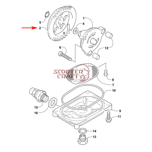 Oil pump driven gear Arctic Cat ATV 366 4X4 Automatic, 400 TRV, 425 CR, Alterra 450, XC 450 EFI, UTV Prowler 500