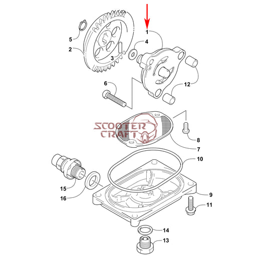 Oil pump Arctic Cat ATV 366 4X4 Automatic, 400 TRV, 425 CR, Alterra 450, XC 450 EFI, UTV Prowler 500