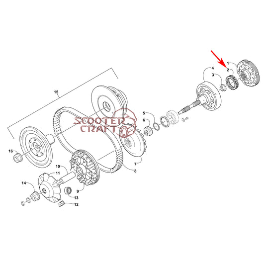 Clutch hub one way bearing Arctic Cat 425 CR, Alterra 450, TRV 450, XC 450 EFI, Prowler 500