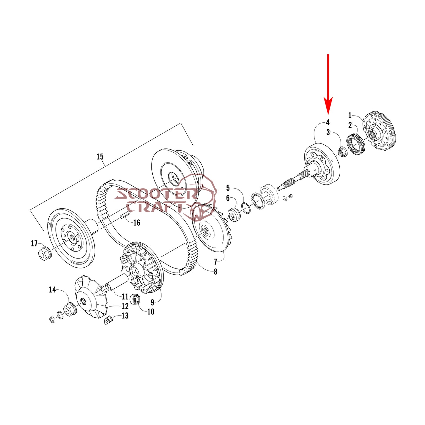 Wet clutch drum housing Arctic Cat ATV 350 CR, 366 4X4 Automatic 08-11, 400 TRV, 400 CR, Alterra 400