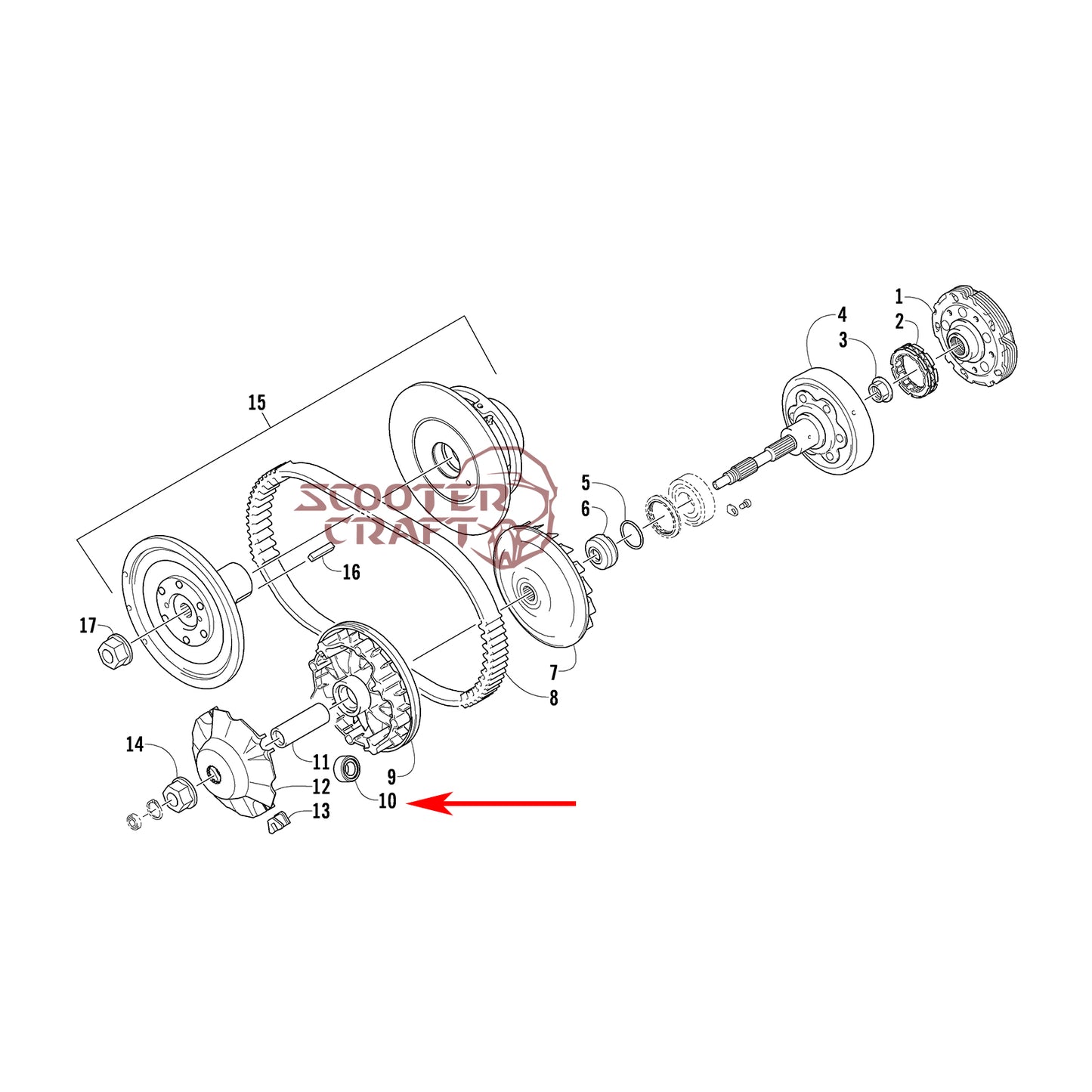 Variator rollers (weights) Arctic Cat ATV 350 CR, 366 4X4 Automatic 08-11, 400 TRV, 400 CR, Alterra 400