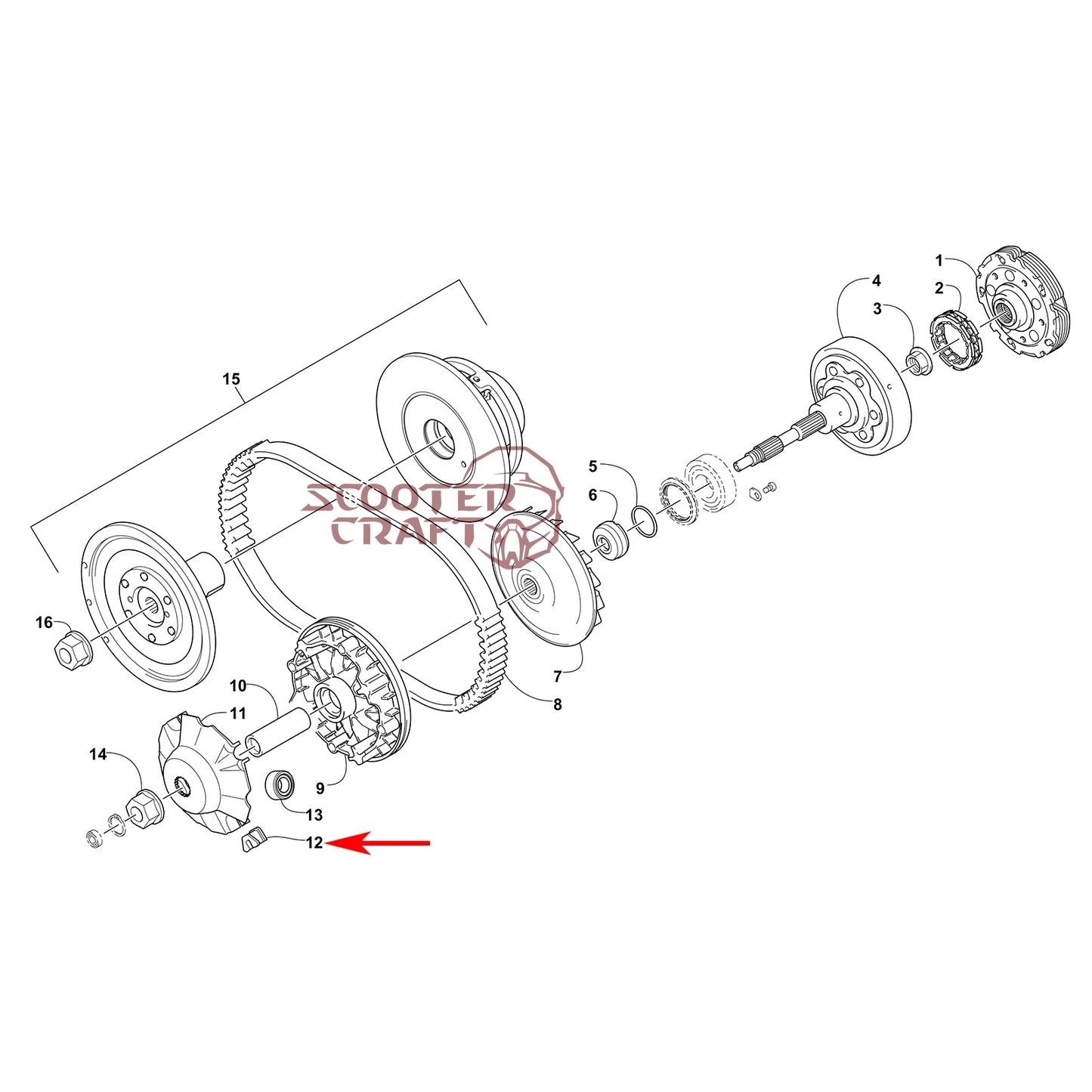 Variator sliders Arctic Cat ATV 425 CR, Alterra 450, TRV 450, XC 450 EFI, UTV Prowler 500