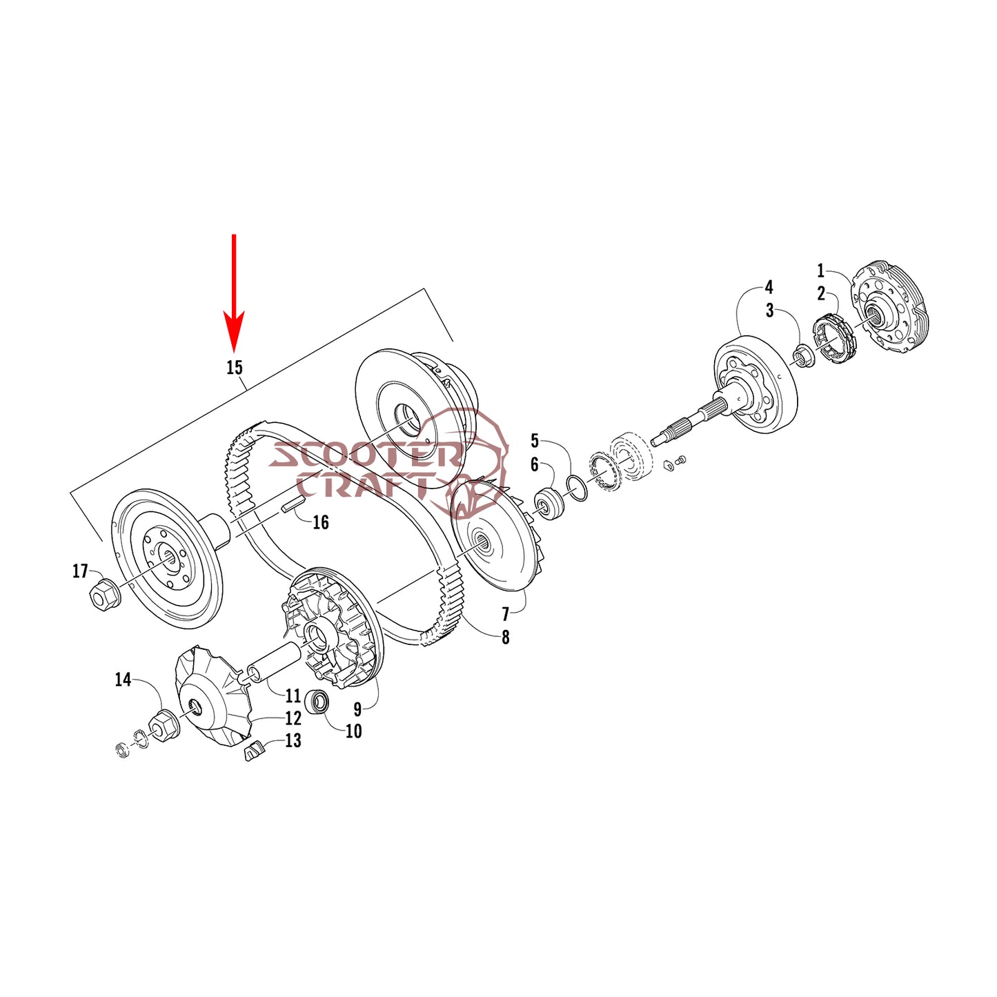 Torque Drive (Clutch Kit) Arctic Cat ATV 350 CR, 366 4X4 Automatic 08-11, 400 TRV, 400 CR, Alterra 400