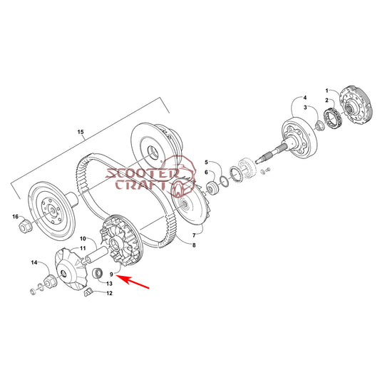 Movable drive face (primary) Arctic Cat 425 CR, Alterra 450, TRV 450, XC 450 EFI, Prowler 500