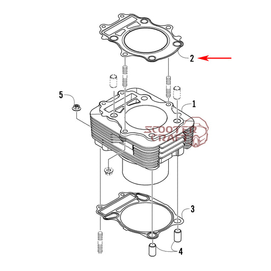 Cylinder head gasket Arctic Cat ATV 350 CR, 366 4X4 Automatic 08-11, 400 TRV, 400 CR, Alterra 400