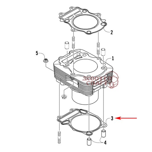 Cylinder base gasket Arctic Cat ATV 350 CR, 366 4X4 Automatic 08-11, 400 TRV, 400 CR, Alterra 400