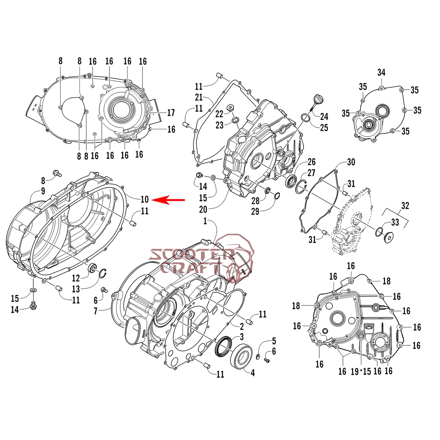 Variator (V-belt) cover gasket Arctic Cat 425 CR, Alterra 450, TRV 450, XC 450 EFI, Prowler 500, OEM