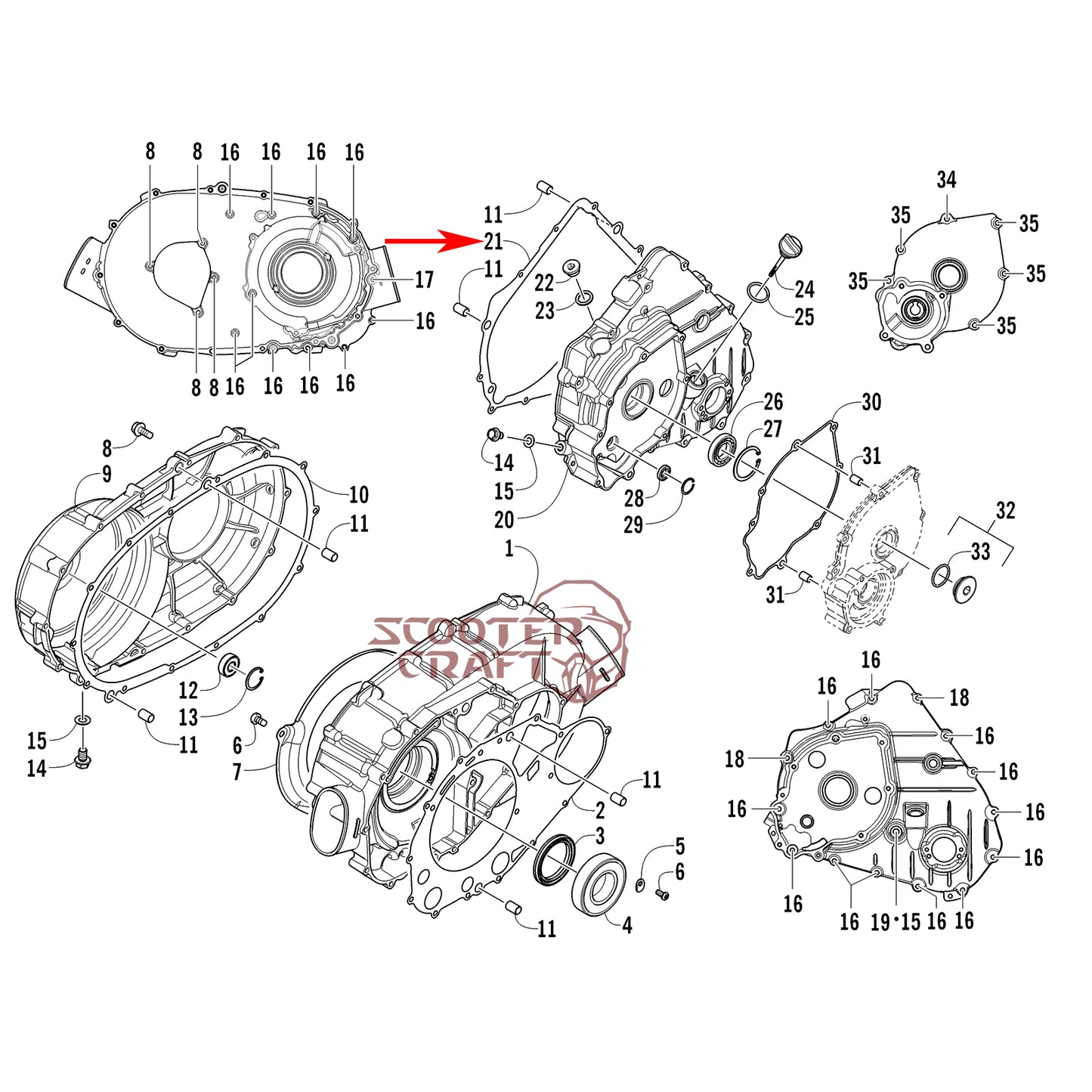 Magneto cover gasket Arctic Cat 425 CR, Alterra 450, TRV 450, XC 450 EFI, Prowler 500