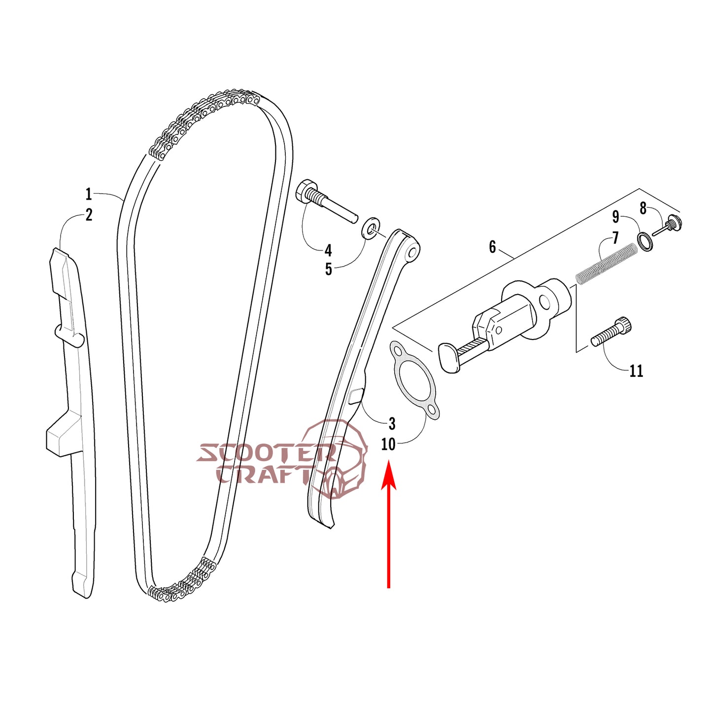 Tensioner lifter gasket Arctic Cat ATV 350 CR, 366 4X4 Automatic 08-11, 400 TRV, 400 CR, Alterra 400