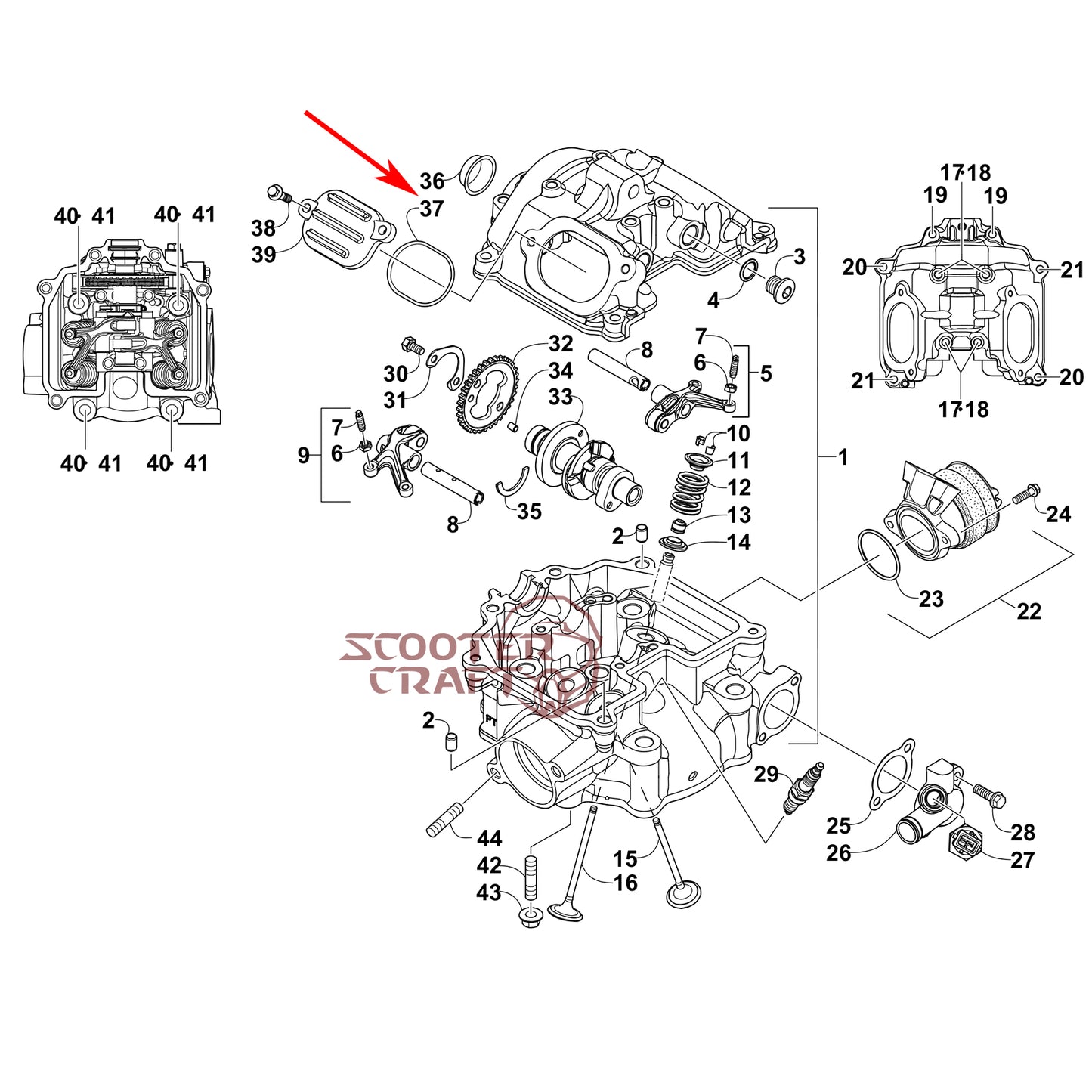 Valve cover O-Ring Arctic Cat ATV 425 CR, Alterra 450, TRV 450, XC 450 EFI, UTV Prowler 500, OEM