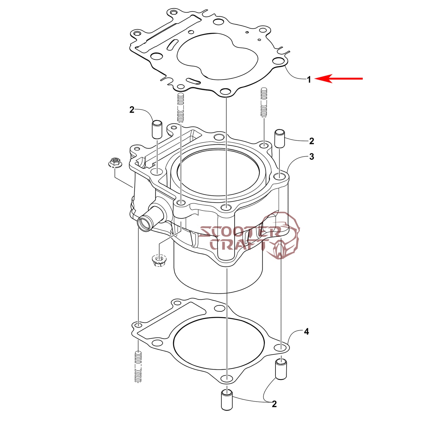 Cylinder head gasket Arctic Cat ATV 425 CR, Alterra 450, TRV 450, XC 450 EFI, UTV Prowler 500