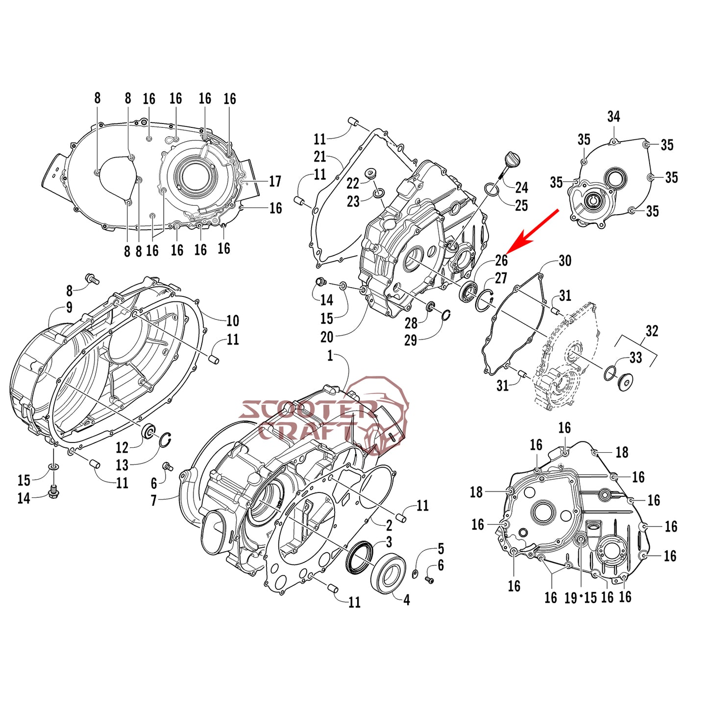 Bearing 25x47x8, Arctic Cat ATV 366 4X4 Automatic, 400 TRV, 425 CR, Alterra 450, XC 450 EFI, UTV Prowler 500