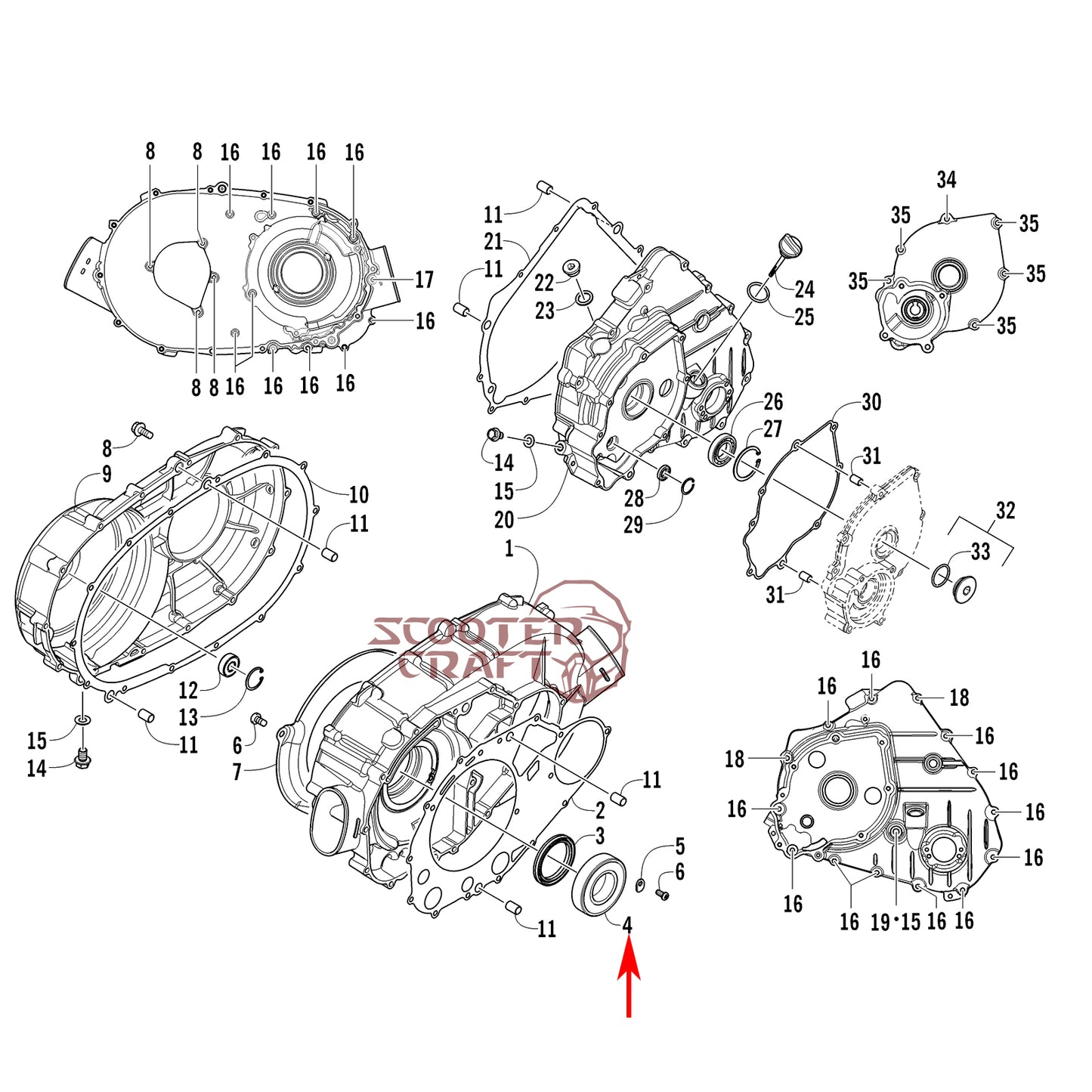 Bearing 40x80x18, Arctic Cat ATV 366 4X4 Automatic, 400 TRV, 425 CR, Alterra 450, XC 450 EFI, UTV Prowler 500