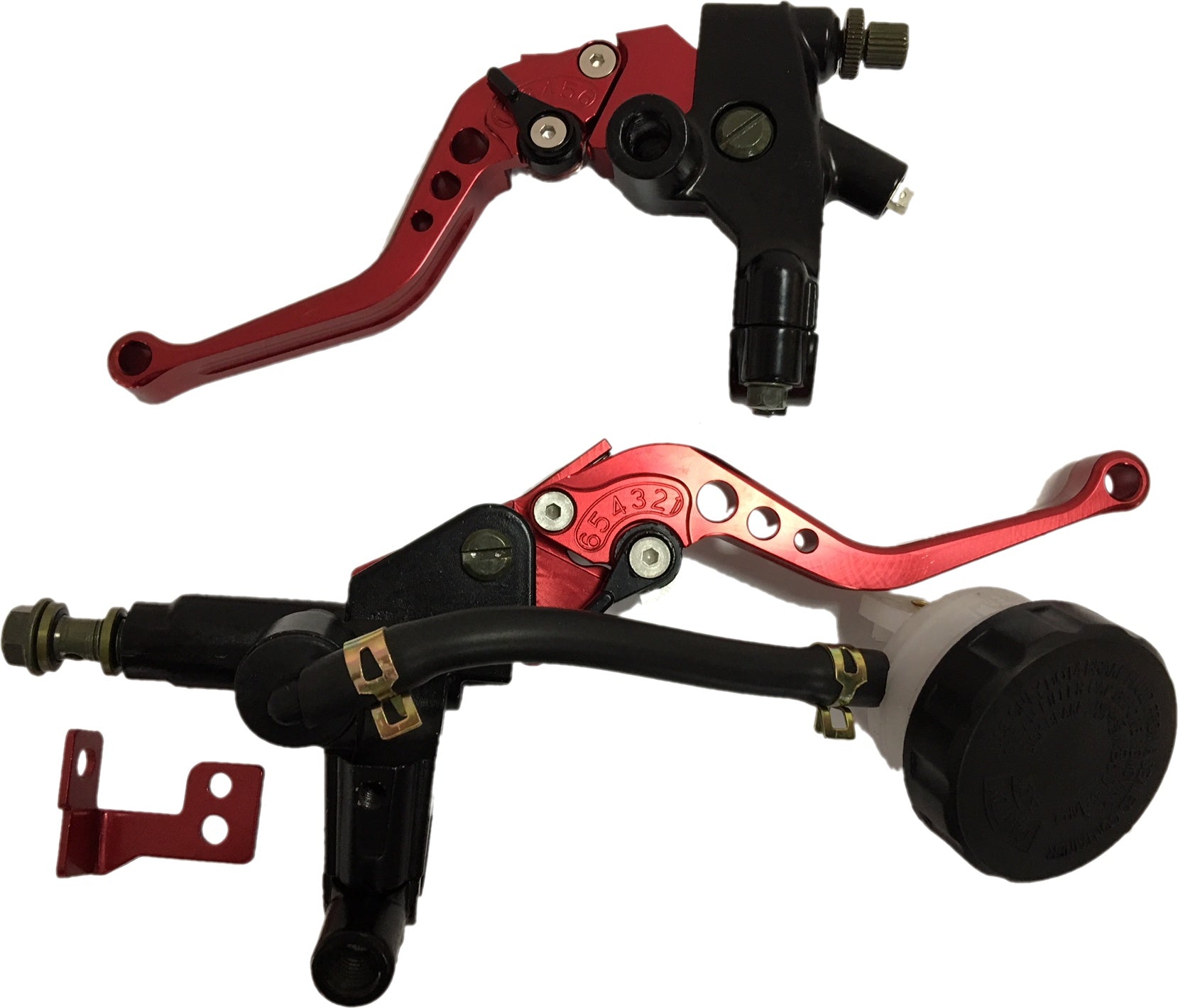 Clutch and brake levers with master cylinder red DHT000090