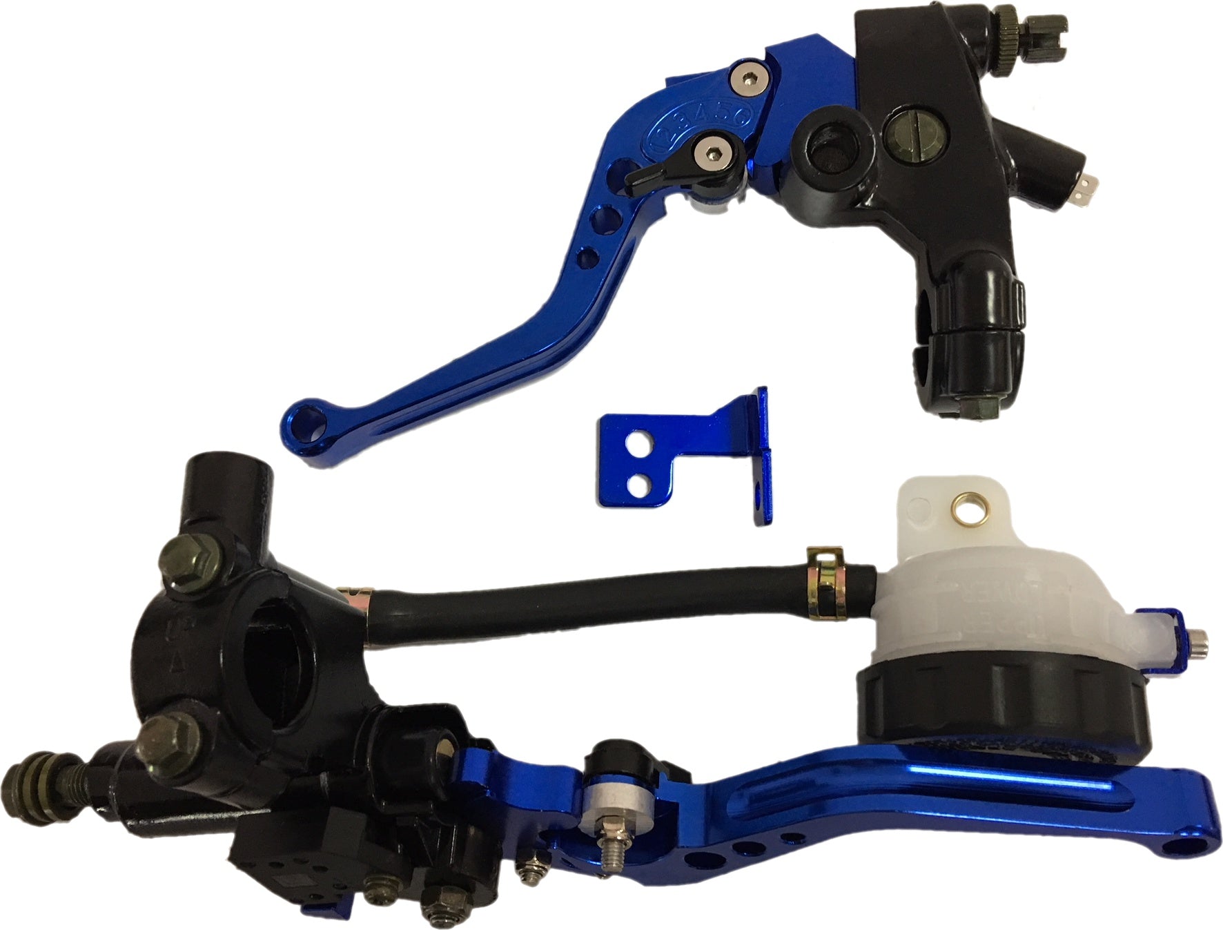 Clutch and brake levers with master cylinder blue DHT000088