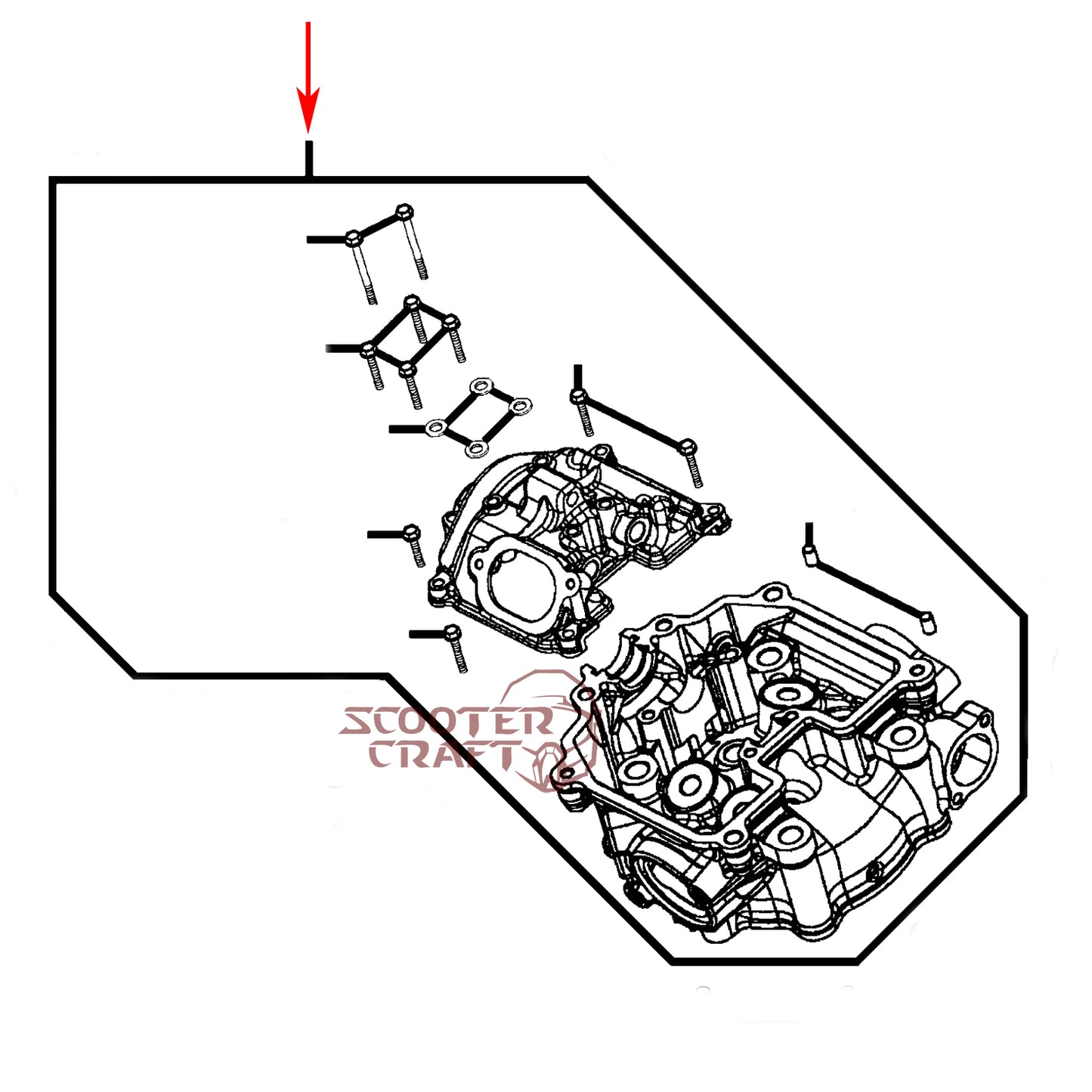 Cylinder head Arctic Cat ATV 425 CR, Alterra 450, TRV 450, XC 450 EFI, UTV Prowler 500