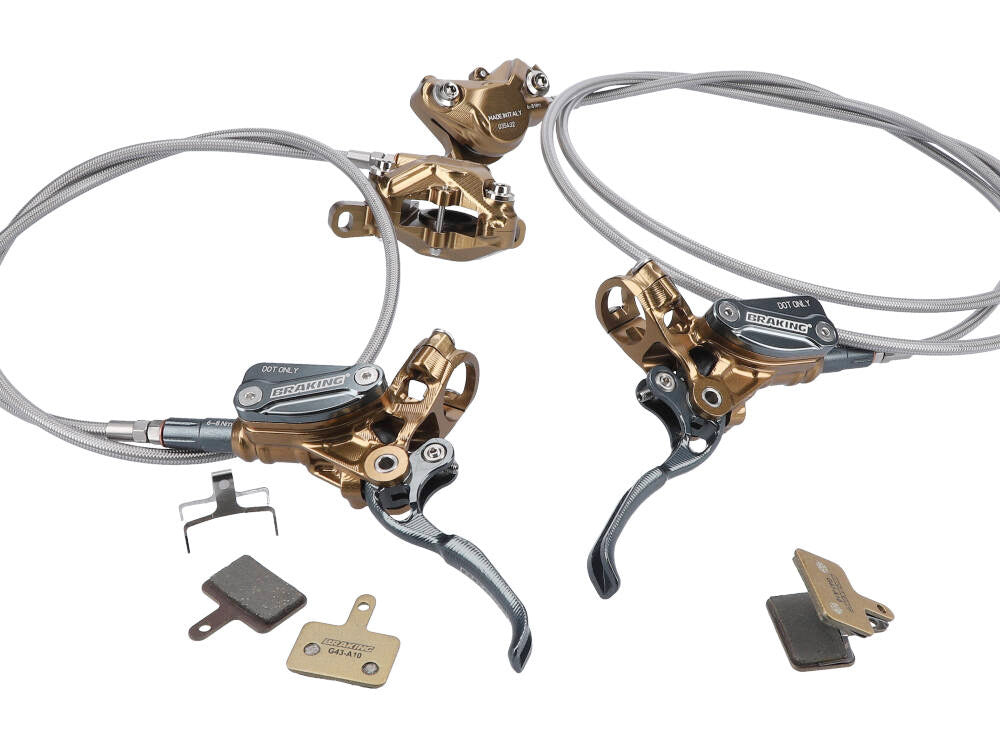 Disc brake INCAS 2.0 complete front and rear, braided steel hose, without disc