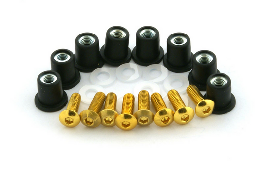 Anodized screws for screens and fairings yellow