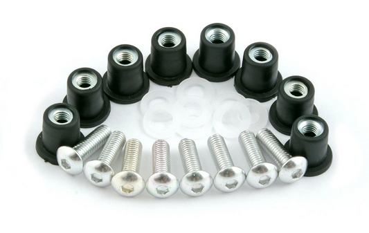 Anodized screws for screens and fairings silver