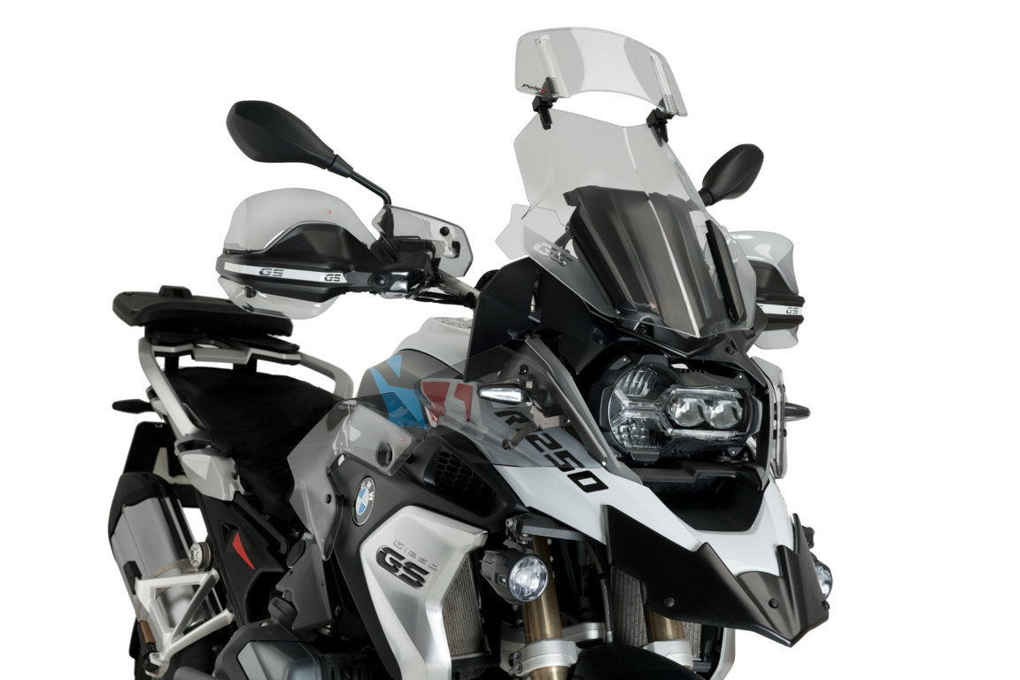 Adjustable deflector for screens and fairings 2.0 (30×13 cm, clip-on) light smoke