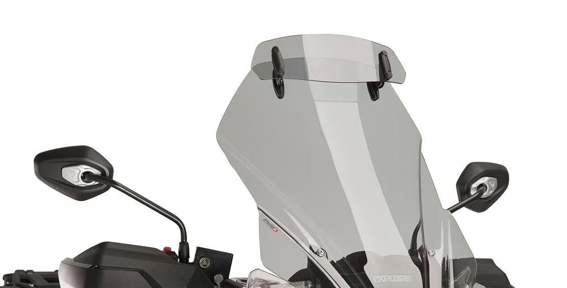 Adjustable deflector for screens and fairings 31×10 cm (drilled) light smoke
