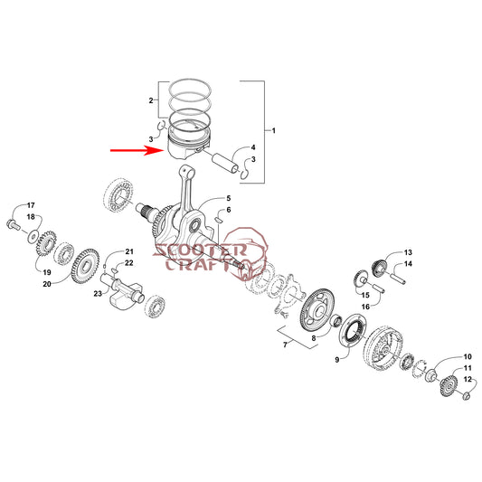 Piston 89 mm, Arctic Cat ATV 425 CR, Alterra 450, TRV 450, XC 450 EFI, UTV Prowler 500