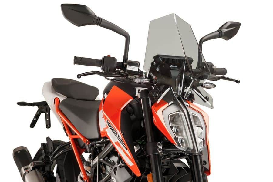 Windscreen for KTM 125,390 Duke 2017–2021 light smoke