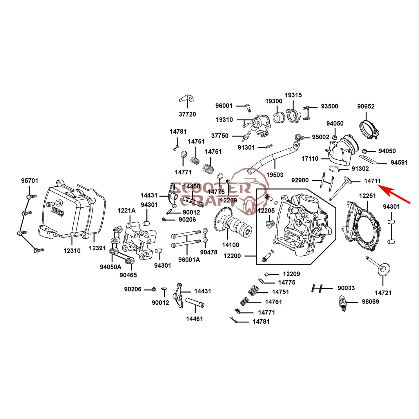 Intake (inlet) valve Kymco Grand Dink 250, KXR 250, Maxxer 250, MXU 250, People 250, genuine