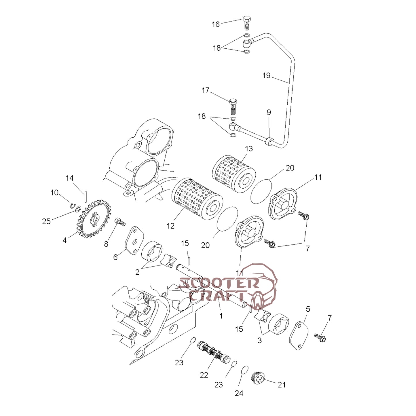 Oil filter kit Polaris Outlaw 450 MXR / S 2008–2009, 525 IRS 2007–2011