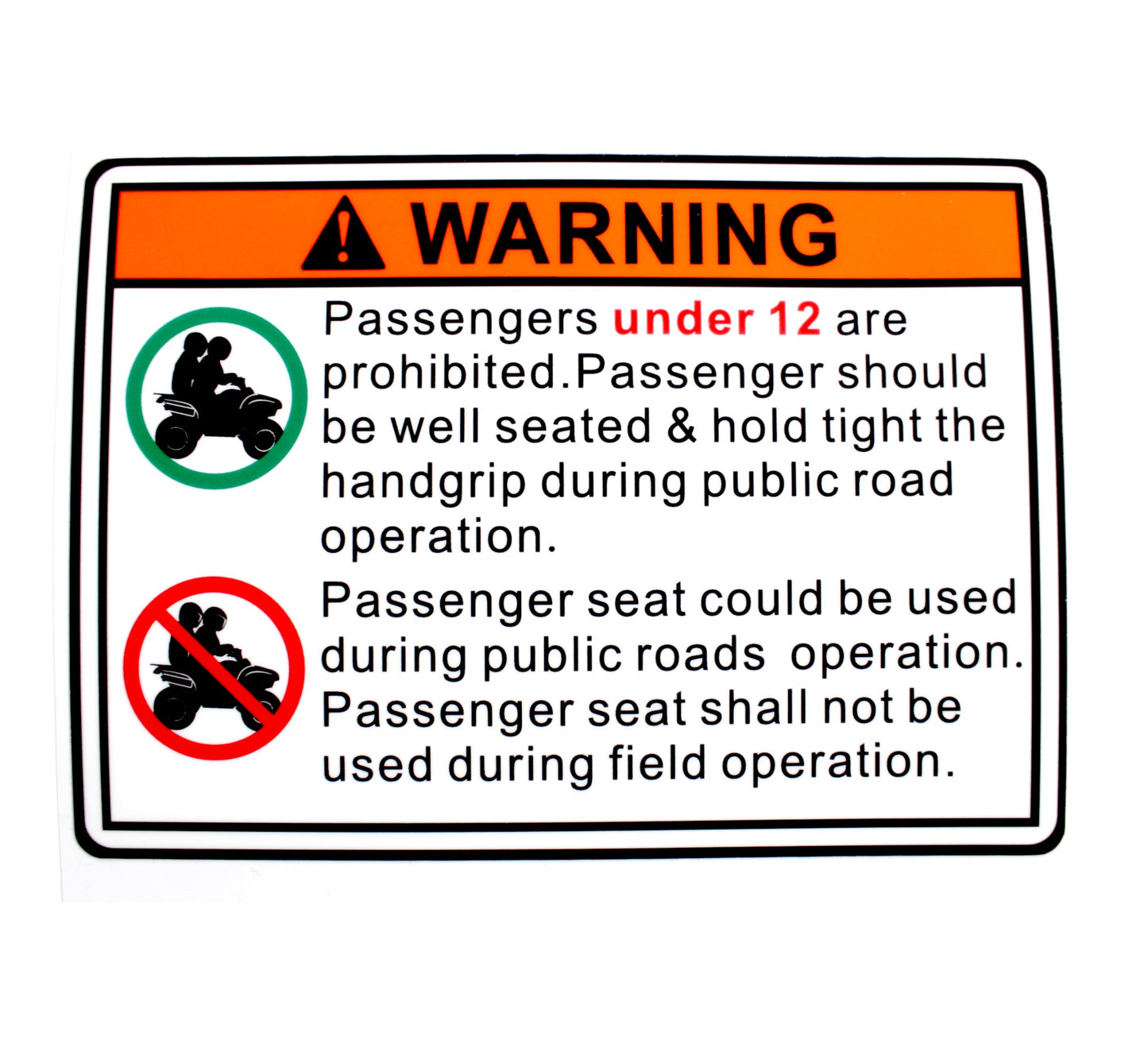 WARNING LABEL Qianjiang SFA 1000, genuine