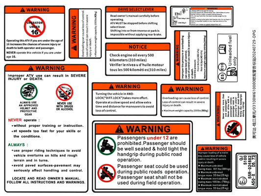 WARNING LABEL ASSY Qianjiang SFA 1000, genuine