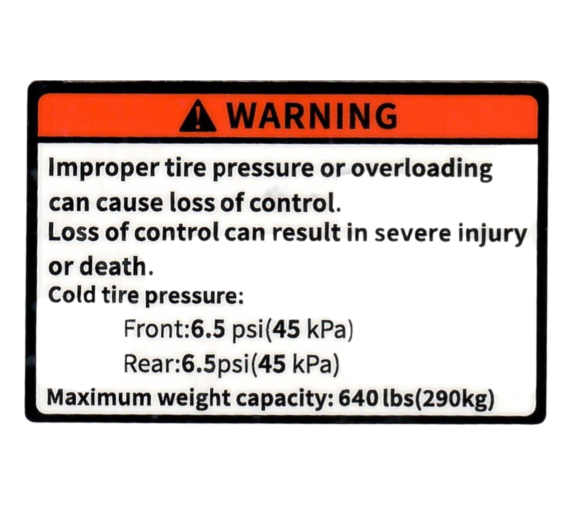 WARNING LABEL Qianjiang SFA 1000, genuine