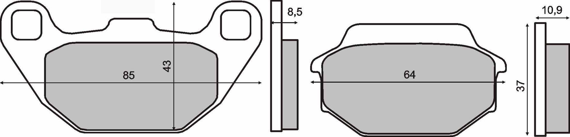 Brake pads S9,MXU150 rear, Agility 50 4T, People S