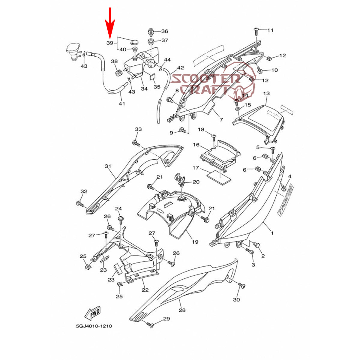 Coolant reservoir cap Yamaha YP 250 Majesty, XP 500 T-MAX, TDM 850, FJR 1300, genuine 1AA-21815-00