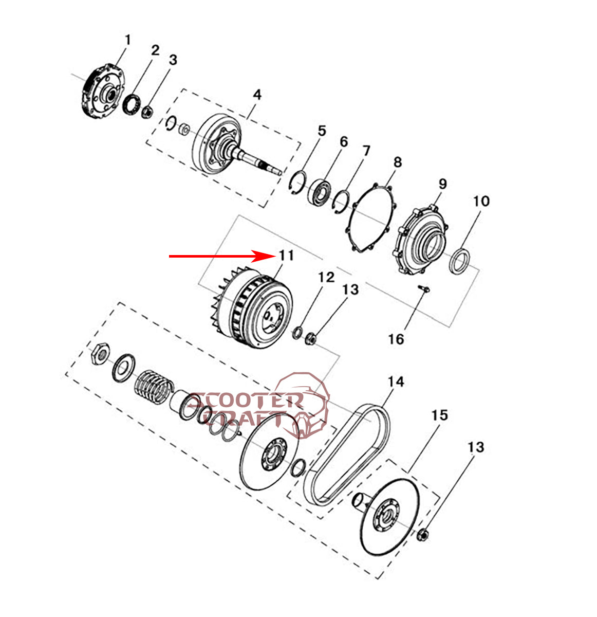 Variator kit Hisun HS400, Forge 400 2015-Up, Tactic 400 2017-Up, Massimo MSU 400, Knight 400