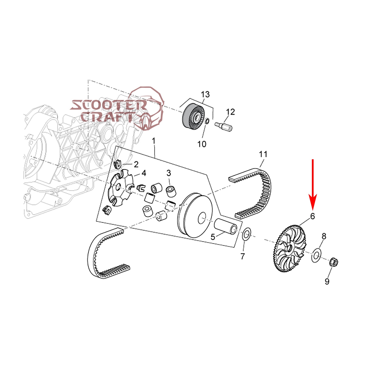 Variator drive face (half pulley fixed) Aprilia Atlantic 250, Derbi Gp1 250, Gilera Nexus 300, Piaggio Mp3 300, OEM