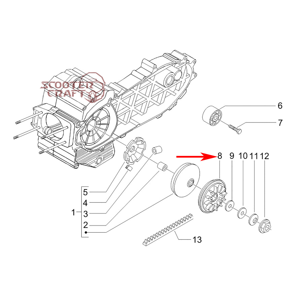 Variator drive face (half pulley fixed) PGO Bugracer 500, Buggy BR-500