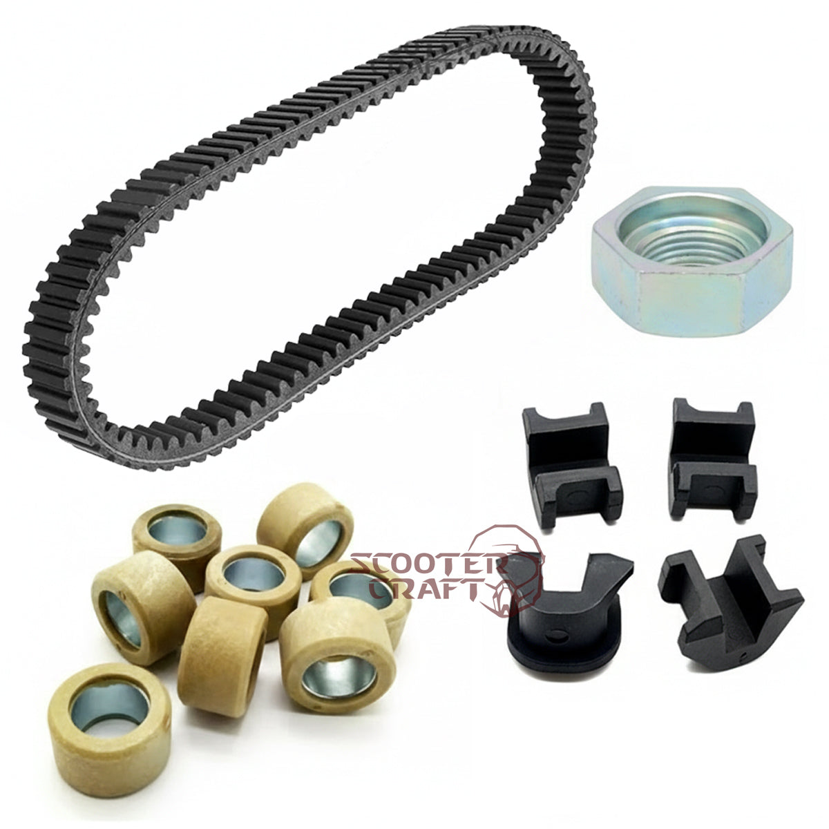 Service Kit (belt, rollers, sliders, nut) Linhai ATV 500, M550L, Hytrack HY510S, HY540ST, T-Boss 550