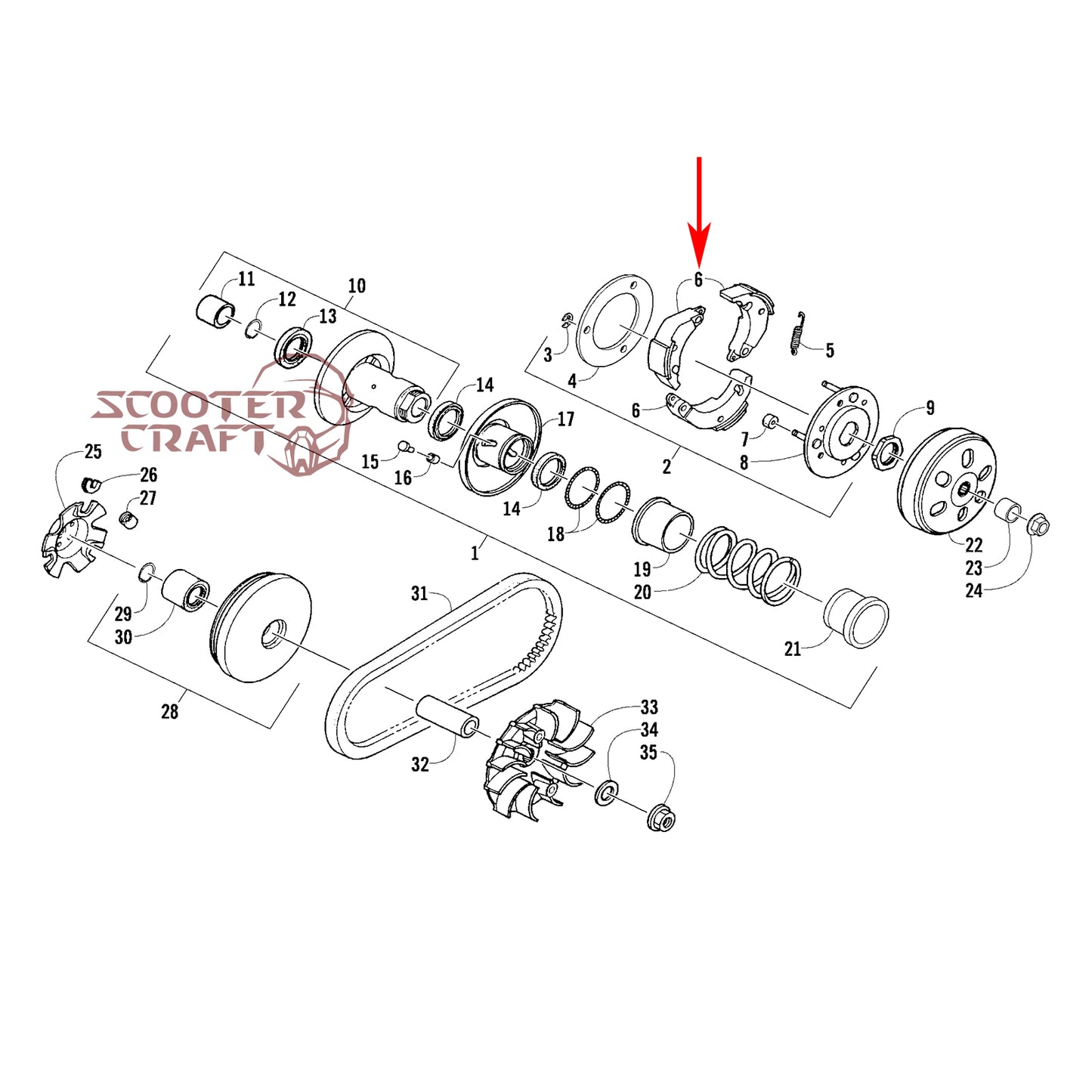 Clutch weights (shoes) kit Arctic Cat DVX 250 2X4 06-10, Utility 300 2X4 10-16, Alterra 300 17-24