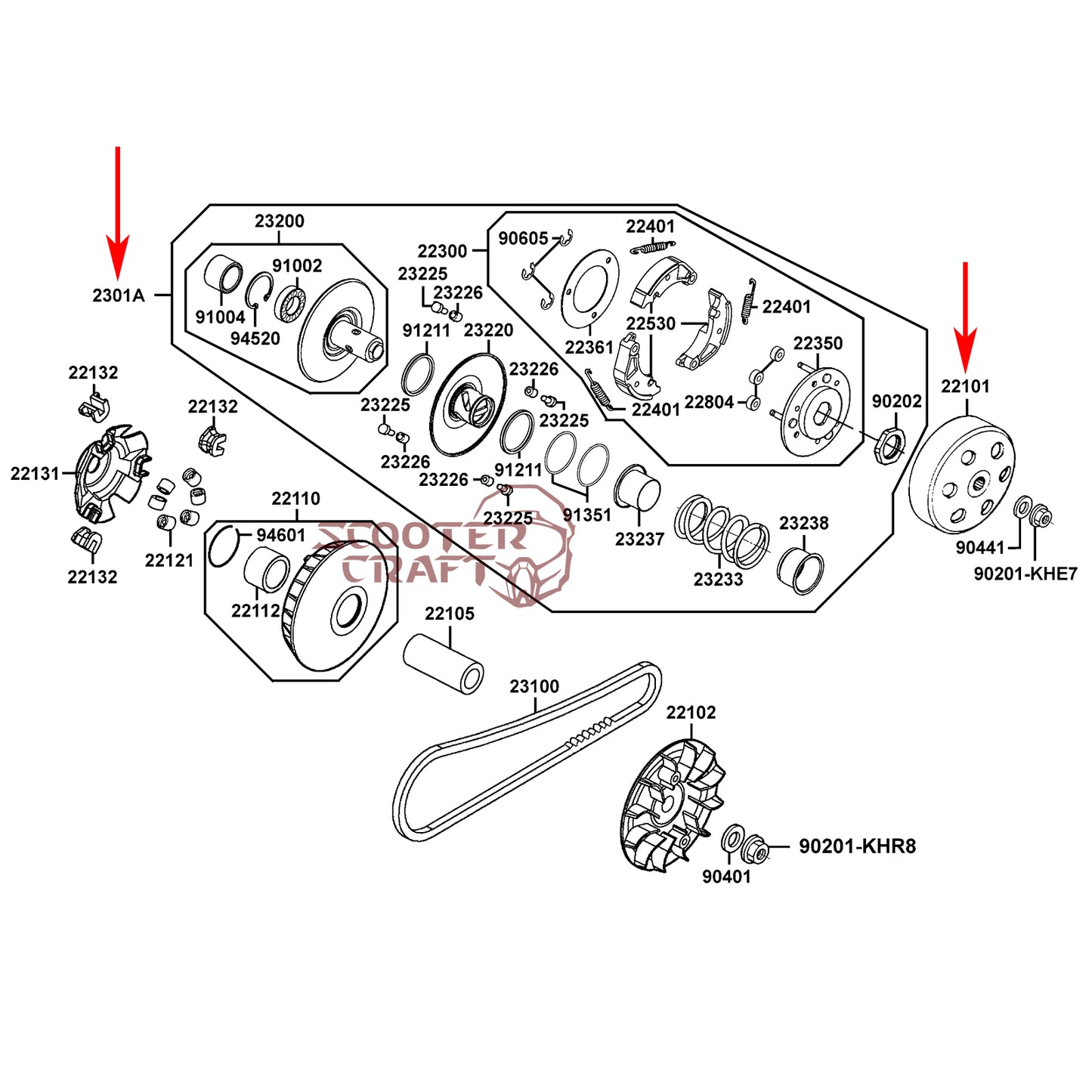 Torque Drive (Clutch Kit) 152 mm, PGO Bug Rider BR 250, G-Max 250, Daelim SQ 250 S2