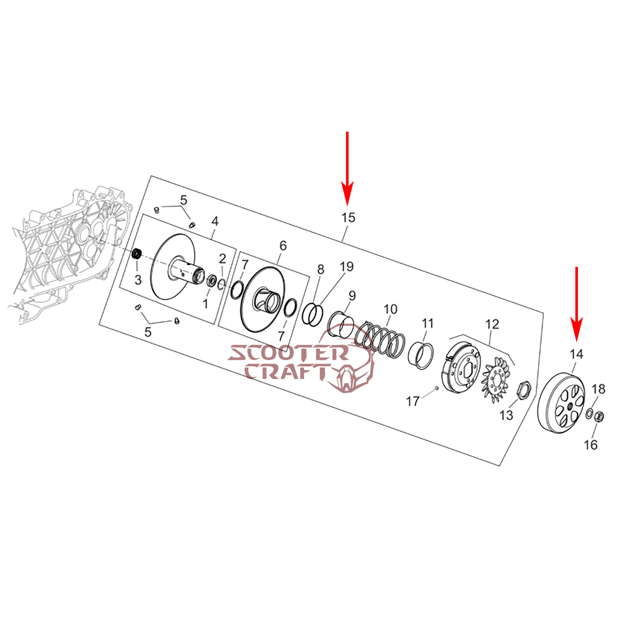 Torque Drive (Clutch Kit) 134 mm, Aprilia Atlantic 250, Gilera Nexus 300, Piaggio MP3 250, Vespa GTS 250, w/o fan