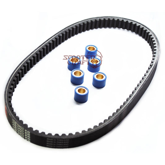 Drive belt & variator rollers kit Dinli DL801, DL 802, DMX 270, DMX 350, Masai A300, Demon 360