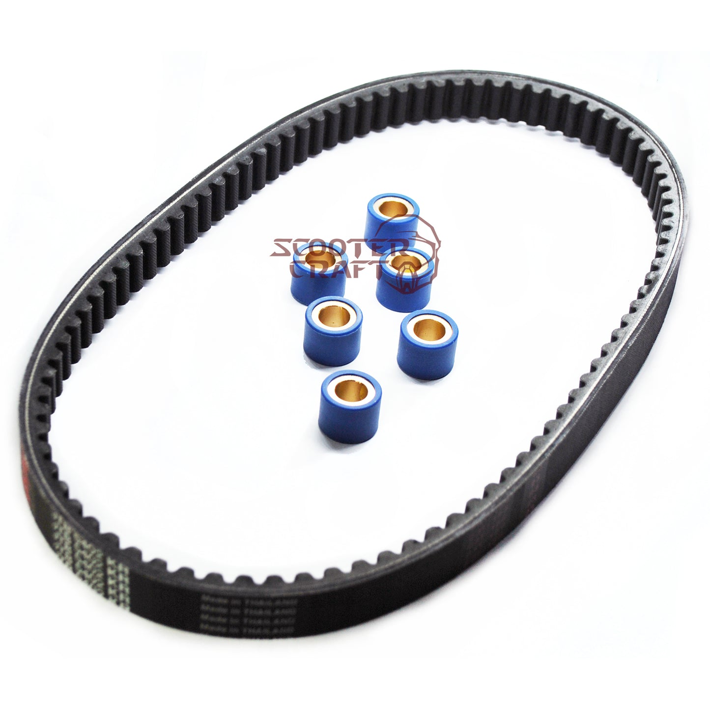 Drive belt & variator rollers kit Dinli DL801, DL 802, DMX 270, DMX 350, Masai A300, Demon 360