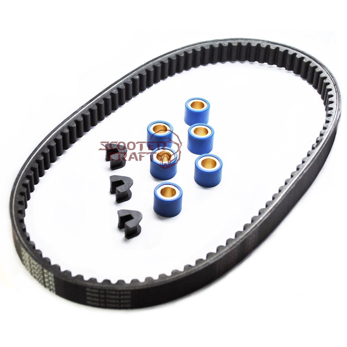 Drive belt, variator rollers & sliders kit Dinli DL801, DL 802, DMX 270, DMX 350, Masai A300, Demon 360