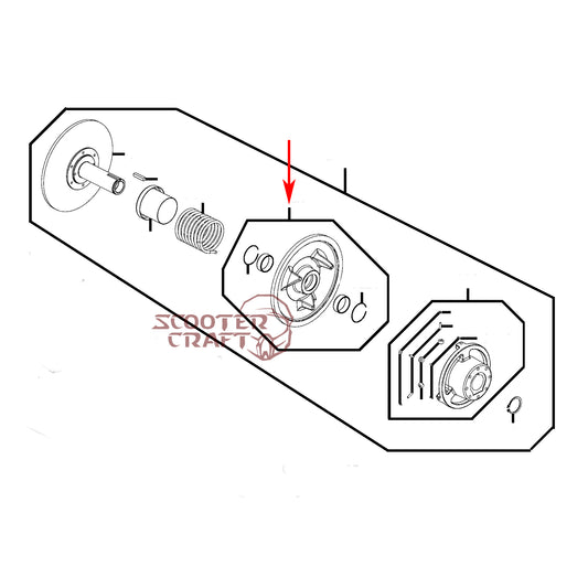 Clutch movable driven face Arctic Cat 425 CR, Alterra 450, TRV 450, XC 450 EFI, Prowler 500