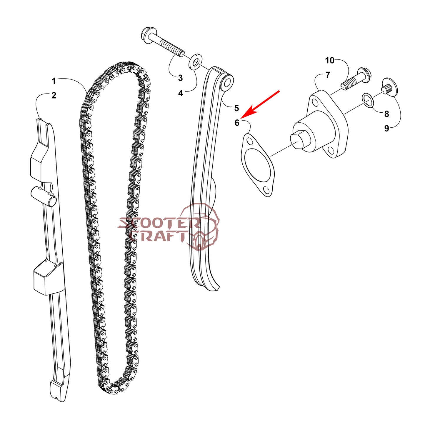 Tensioner lifter gasket Arctic Cat ATV 425 CR, Alterra 450, TRV 450, XC 450 EFI, UTV Prowler 500